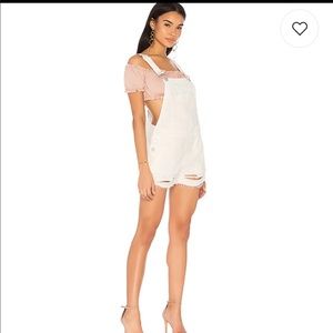 White Frayed Shortalls Overalls